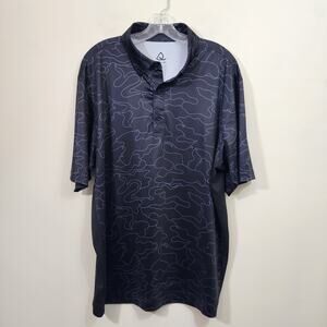 Deolax 1/4 button front abstract design with mesh sides polo shirt men's size XL